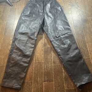 Toffs Leather Pants Womens 8 Black High Waisted Tapered Moto Gothcore Bikercore